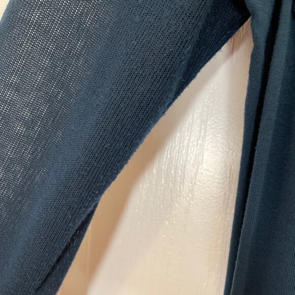 Desigual Henley Top w/ Floral Crochet Netting Tinsel Dark Teal Blue L - Picture 7 of 7